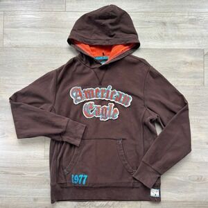 Vtg Y2K Grail American Eagle Hoodie Mens Medium Skater Grunge Heavy Thermal Hood